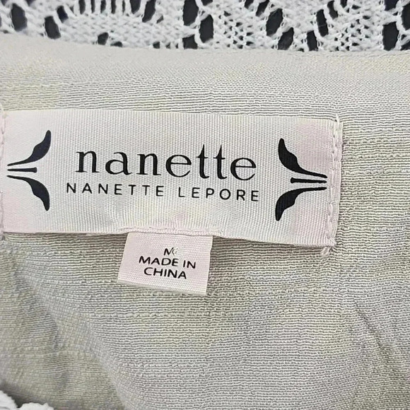 Nanette Lepore square neck crochet pullover women's blouse Tan M - Picture 4 of 7